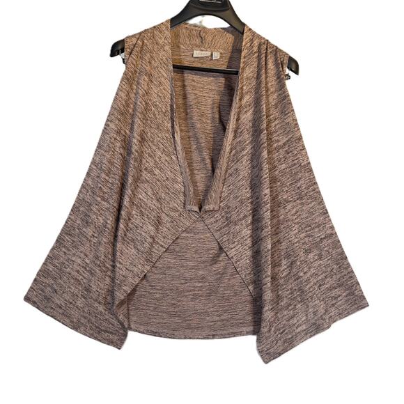 Logo Lori Goldstein Open Wrap Sweater Woman's XXS Sleeveless Heathered Brown QVC - Picture 1 of 12